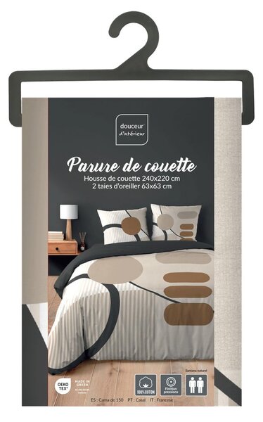 Beżowa bawełniana pościel dwuosobowa 240x220 cm Santana – douceur d'intérieur