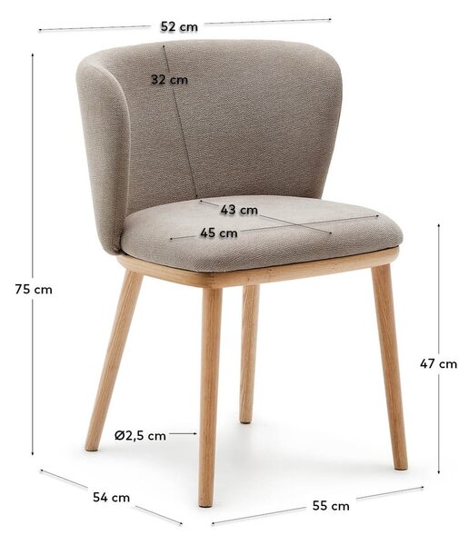 Jasnobrązowy tapicerowany fotel jadalniany Ciselia – Kave Home