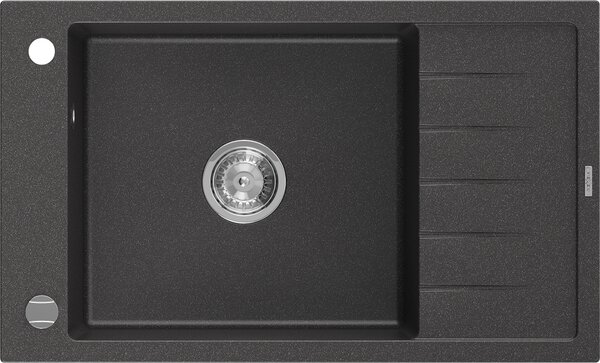 Mexen Elias zlewozmywak granitowy 1-komorowy z ociekaczem 795 x 480 mm, czarny nakrapiany, syfon chrom - 6511791005-76