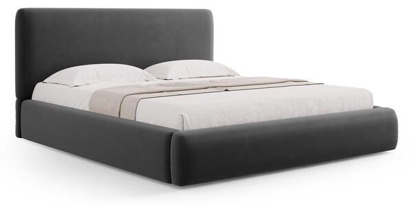 Ciemnoszare tapicerowane łóżko dwuosobowe ze schowkiem i stelażem 140x200 cm Colonel – Cosmopolitan Design