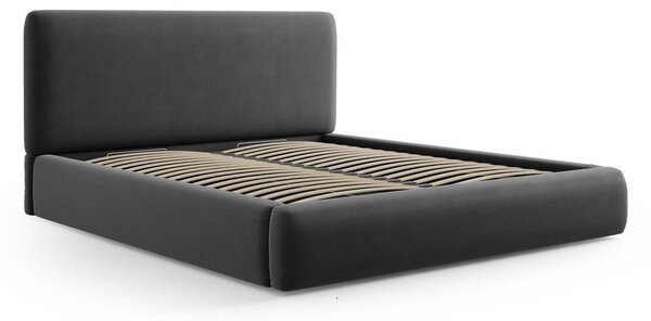 Ciemnoszare tapicerowane łóżko dwuosobowe ze schowkiem i stelażem 140x200 cm Colonel – Cosmopolitan Design