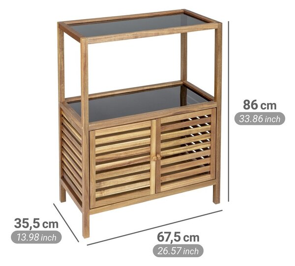 Czarno-naturalna niska szafka łazienkowa z litego drewna akacjowego 67,5x86 cm Fondi – Wenko