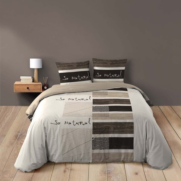 Brązowa bawełniana pościel dwuosobowa 200x200 cm So Natural – douceur d'intérieur