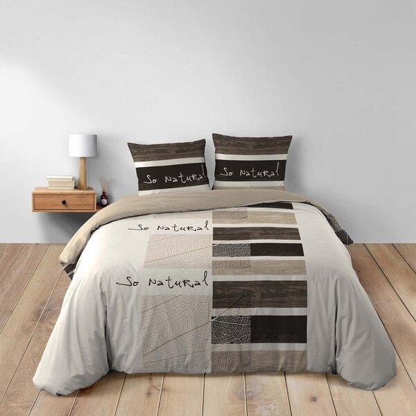 Brązowa bawełniana pościel dwuosobowa 200x200 cm So Natural – douceur d'intérieur