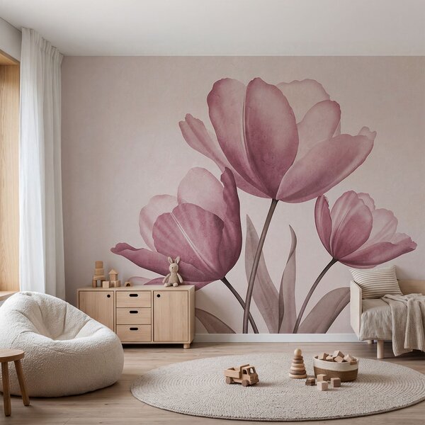 Fototapeta Eleganckie tulipany w delikatnych pastelowych odcieniach, Fototapety Kwiaty, Popularne Fototapety, t00762v2 - Tapeko.pl