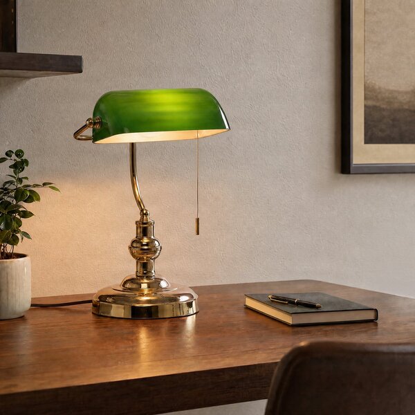 Lampa Stołowa Lindby, Milenka, złoty | mosiężny, salon, metal, antyczny