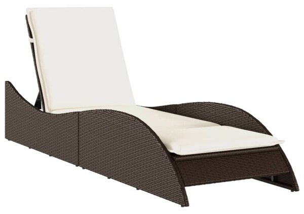 Leżanka z poduszką, brązowa, 60x205x73, polirattan