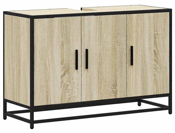 Szafka pod umywalkę łazienkową sonoma oak 90x33x60 cm drewno klejone