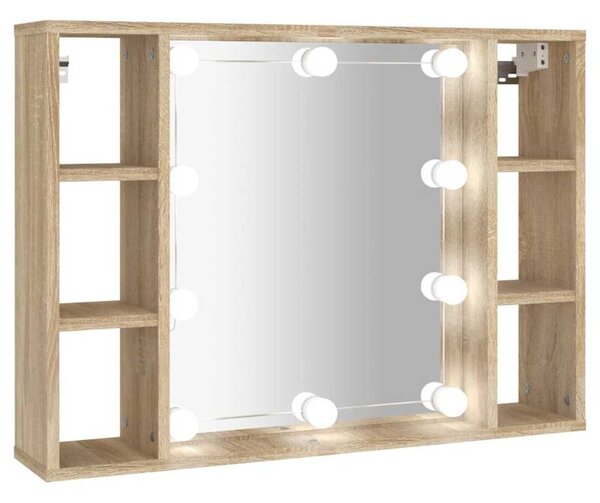 Szafka z lustrem i oÅwietleniem LED, dÄ b sonoma, 76x15x55 cm