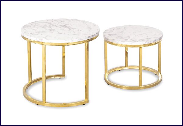 Zestaw biało-złotych stolików glamour kawowych N3-P42