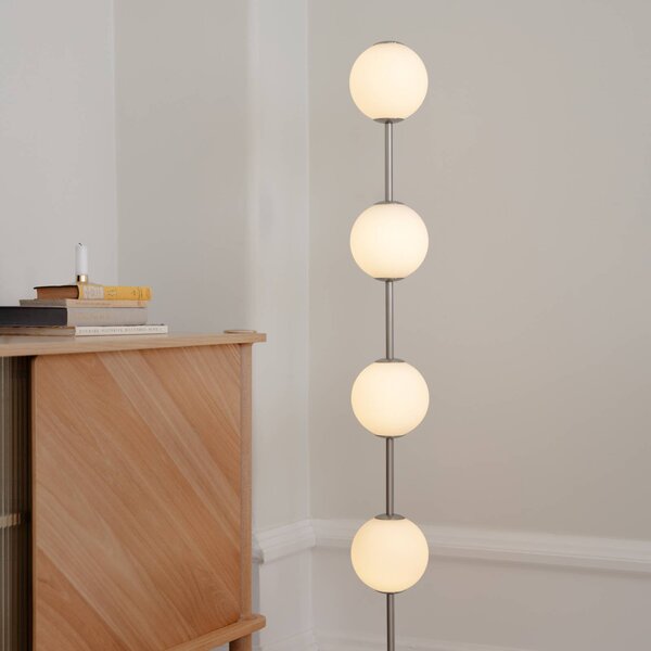 UMAGE Lampa stojąca designerska Audrey, możliwość ściemniania, aluminiowy / szary / cynkowy, salon / jadalnia, metal, design