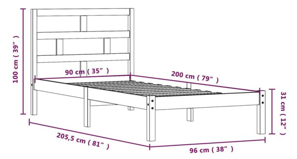 Pojedyncze łóżko z naturalnej sosny 90x200 N7-Z99