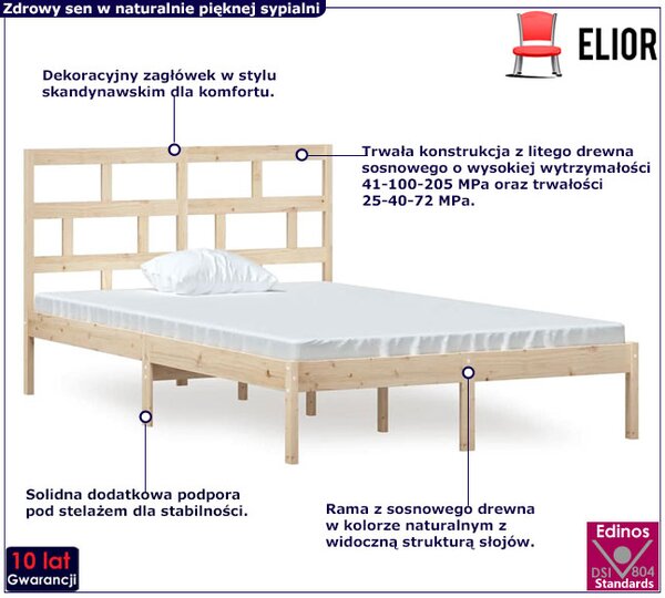 Łóżko z naturalnego drewna sosny 120x200 R9-S24