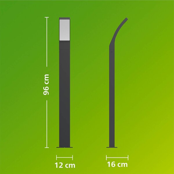 Philips Słupek oświetleniowy LED Splay UE, 96 cm, antracyt, IP44, czarny, aluminium