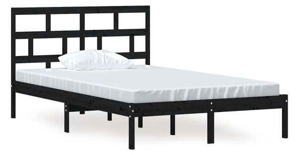 Czarne drewniane łóżko dwuosobowe 140x200 - Bente 5X