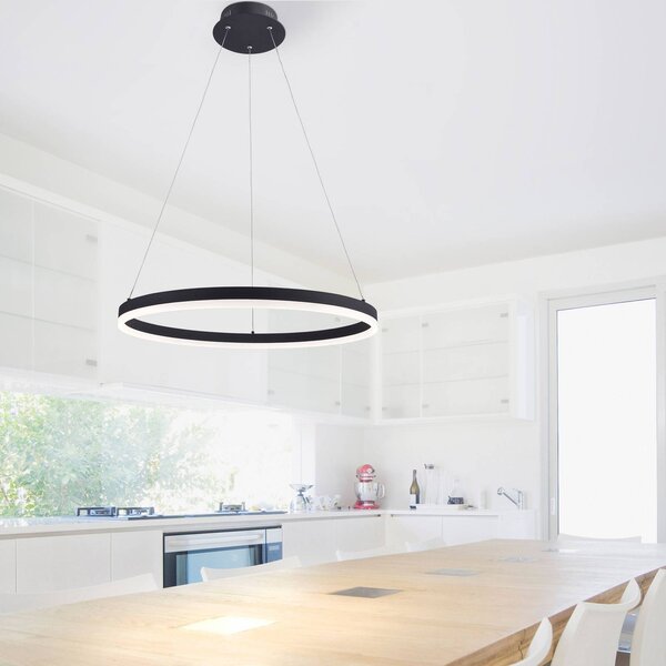 Paul Neuhaus Lampa wisząca Titus, możliwość ściemniania, czarny, salon / jadalnia, aluminium, nowoczesny