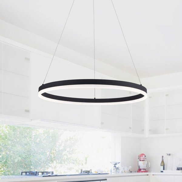 Paul Neuhaus Lampa wisząca Titus, możliwość ściemniania, czarny, salon / jadalnia, aluminium, nowoczesny