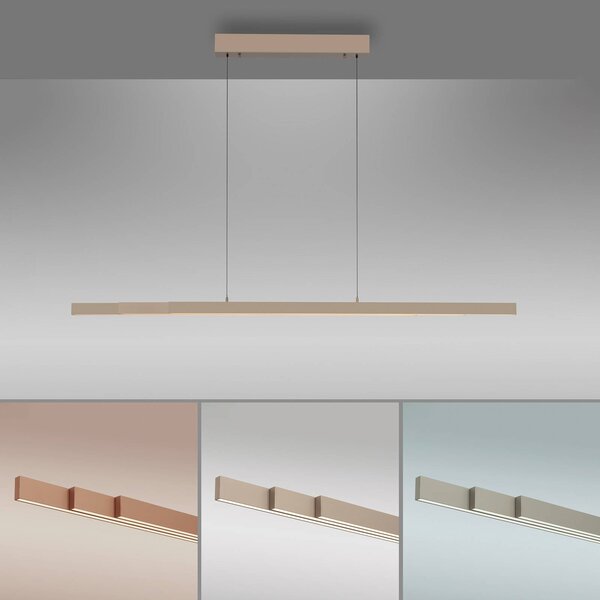 Paul Neuhaus Lampa wisząca Adriana, możliwość ściemniania, brązowy / mosiężny, salon / jadalnia, aluminium, nowoczesny