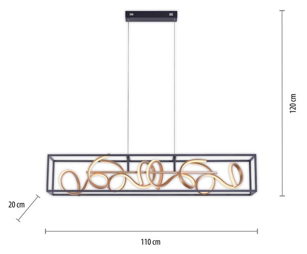 Paul Neuhaus Lampa wisząca Selina, możliwość ściemniania, czarny, salon / jadalnia, aluminium, nowoczesny