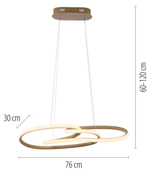 Paul Neuhaus Lampa wisząca TWIST, możliwość ściemniania, kremowy / amber, salon / jadalnia, aluminium, nowoczesny