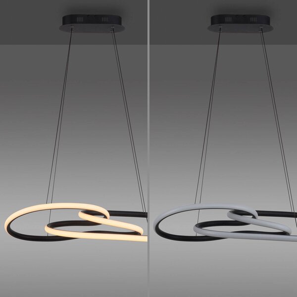 Paul Neuhaus Lampa wisząca TWIST, możliwość ściemniania, czarny, salon / jadalnia, aluminium, nowoczesny