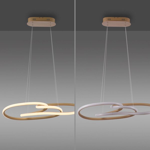 Paul Neuhaus Lampa wisząca TWIST, możliwość ściemniania, kremowy / amber, salon / jadalnia, aluminium, nowoczesny