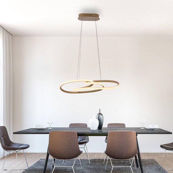 Paul Neuhaus Lampa wisząca TWIST, możliwość ściemniania, kremowy / amber, salon / jadalnia, aluminium, nowoczesny