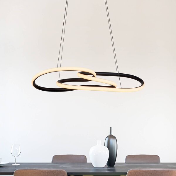 Paul Neuhaus Lampa wisząca TWIST, możliwość ściemniania, czarny, salon / jadalnia, aluminium, nowoczesny