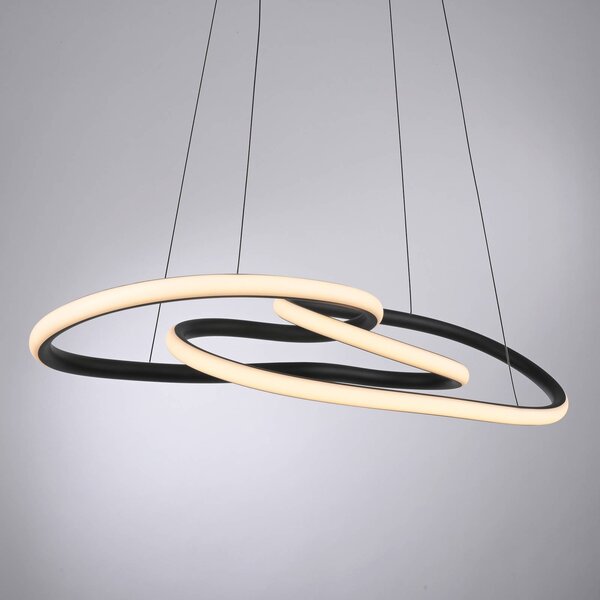 Paul Neuhaus Lampa wisząca TWIST, możliwość ściemniania, czarny, salon / jadalnia, aluminium, nowoczesny