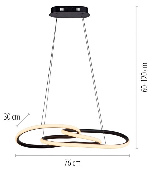 Paul Neuhaus Lampa wisząca TWIST, możliwość ściemniania, czarny, salon / jadalnia, aluminium, nowoczesny