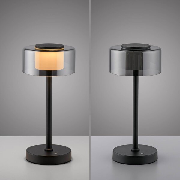 Paul Neuhaus Lampa stołowa Rika, możliwość ściemniania, czarny, salon / jadalnia, metal, nowoczesny