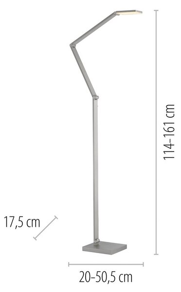 Paul Neuhaus Lampa stojąca SAMSKY, możliwość ściemniania, aluminiowy / szary / cynkowy, salon / jadalnia, aluminium, nowoczesny