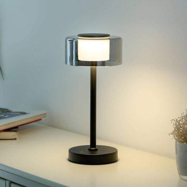 Paul Neuhaus Lampa stołowa Rika, możliwość ściemniania, czarny, salon / jadalnia, metal, nowoczesny