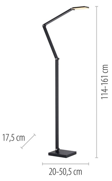 Paul Neuhaus Lampa stojąca SAMSKY, możliwość ściemniania, aluminiowy / szary / cynkowy, salon / jadalnia, aluminium, nowoczesny