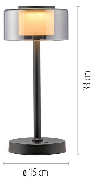 Paul Neuhaus Lampa stołowa Rika, możliwość ściemniania, czarny, salon / jadalnia, metal, nowoczesny