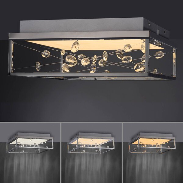 Paul Neuhaus Lampa sufitowa SKINA, możliwość ściemniania, chromowy / srebrny, salon / jadalnia, metal, nowoczesny