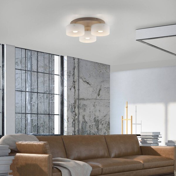 Paul Neuhaus Lampa sufitowa Marika, możliwość ściemniania, kremowy / amber, salon / jadalnia, szkło, nowoczesny