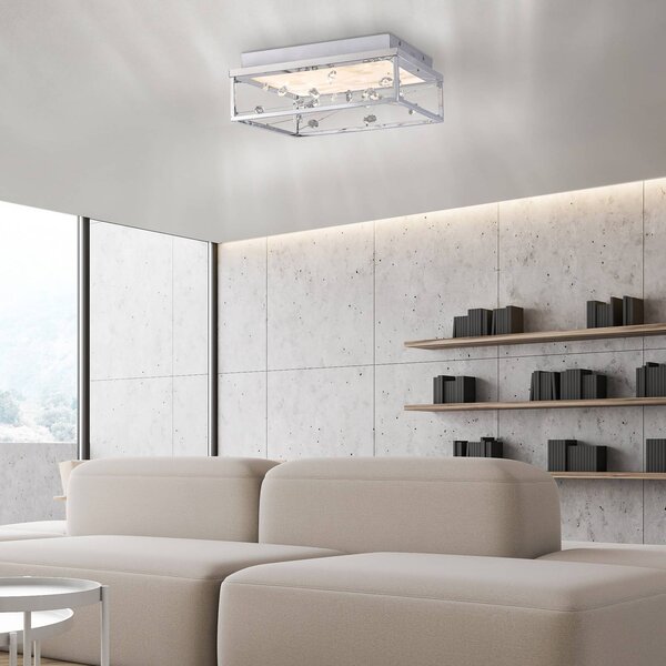 Paul Neuhaus Lampa sufitowa SKINA, możliwość ściemniania, chromowy / srebrny, salon / jadalnia, metal, nowoczesny
