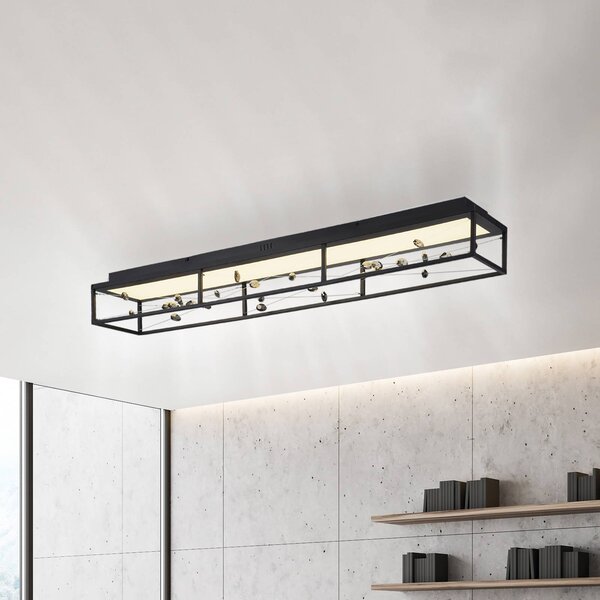 Paul Neuhaus Lampa sufitowa SKINA, możliwość ściemniania, czarny, salon / jadalnia, metal, nowoczesny