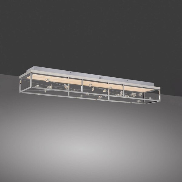 Paul Neuhaus Lampa sufitowa SKINA, możliwość ściemniania, chromowy / srebrny, salon / jadalnia, metal, nowoczesny