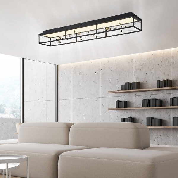 Paul Neuhaus Lampa sufitowa SKINA, możliwość ściemniania, czarny, salon / jadalnia, metal, nowoczesny