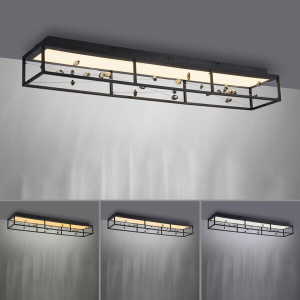 Paul Neuhaus Lampa sufitowa SKINA, możliwość ściemniania, czarny, salon / jadalnia, metal, nowoczesny