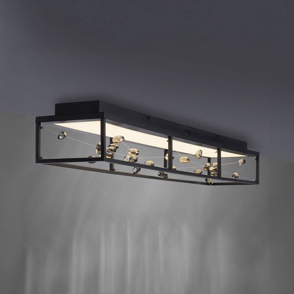 Paul Neuhaus Lampa sufitowa SKINA, możliwość ściemniania, czarny, salon / jadalnia, metal, nowoczesny