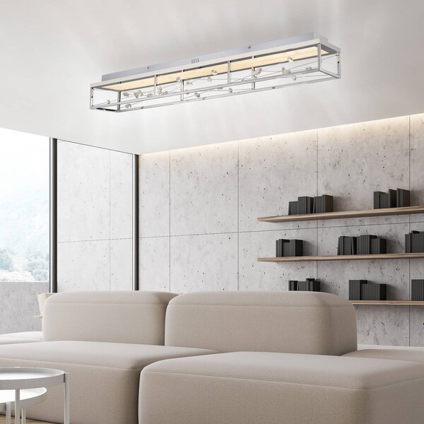 Paul Neuhaus Lampa sufitowa SKINA, możliwość ściemniania, chromowy / srebrny, salon / jadalnia, metal, nowoczesny