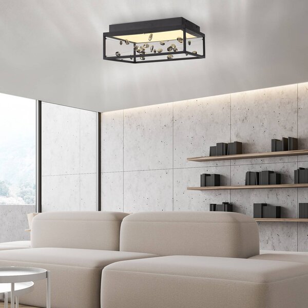 Paul Neuhaus Lampa sufitowa SKINA, możliwość ściemniania, czarny, salon / jadalnia, metal, nowoczesny