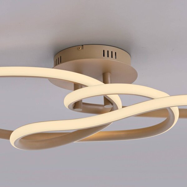 Paul Neuhaus Lampa sufitowa TWIST, możliwość ściemniania, kremowy / amber, salon / jadalnia, aluminium, nowoczesny