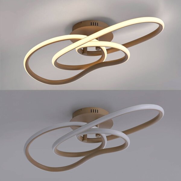 Paul Neuhaus Lampa sufitowa TWIST, możliwość ściemniania, kremowy / amber, salon / jadalnia, aluminium, nowoczesny