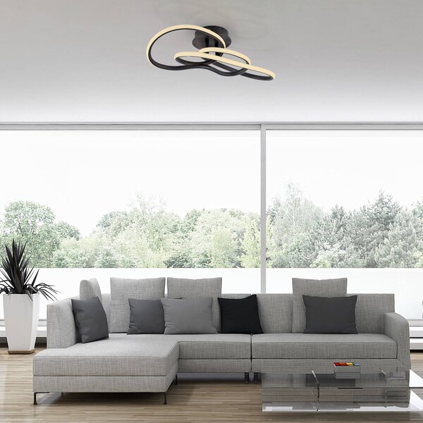 Paul Neuhaus Lampa sufitowa TWIST, możliwość ściemniania, czarny, salon / jadalnia, aluminium, nowoczesny