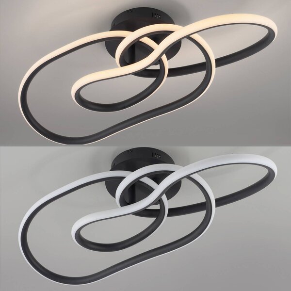 Paul Neuhaus Lampa sufitowa TWIST, możliwość ściemniania, czarny, salon / jadalnia, aluminium, nowoczesny