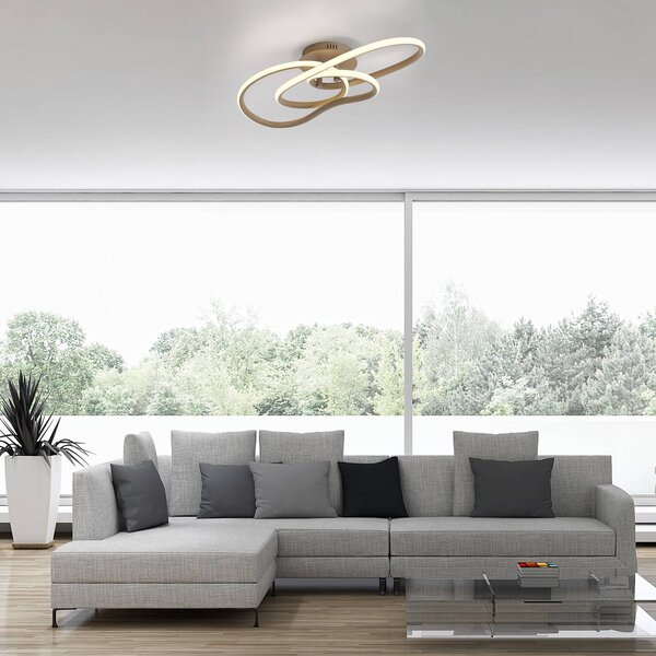 Paul Neuhaus Lampa sufitowa TWIST, możliwość ściemniania, kremowy / amber, salon / jadalnia, aluminium, nowoczesny